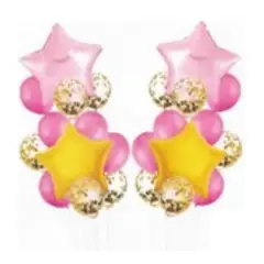 GENERICO - Pack Globos Diseño Estrellas Color Rosa