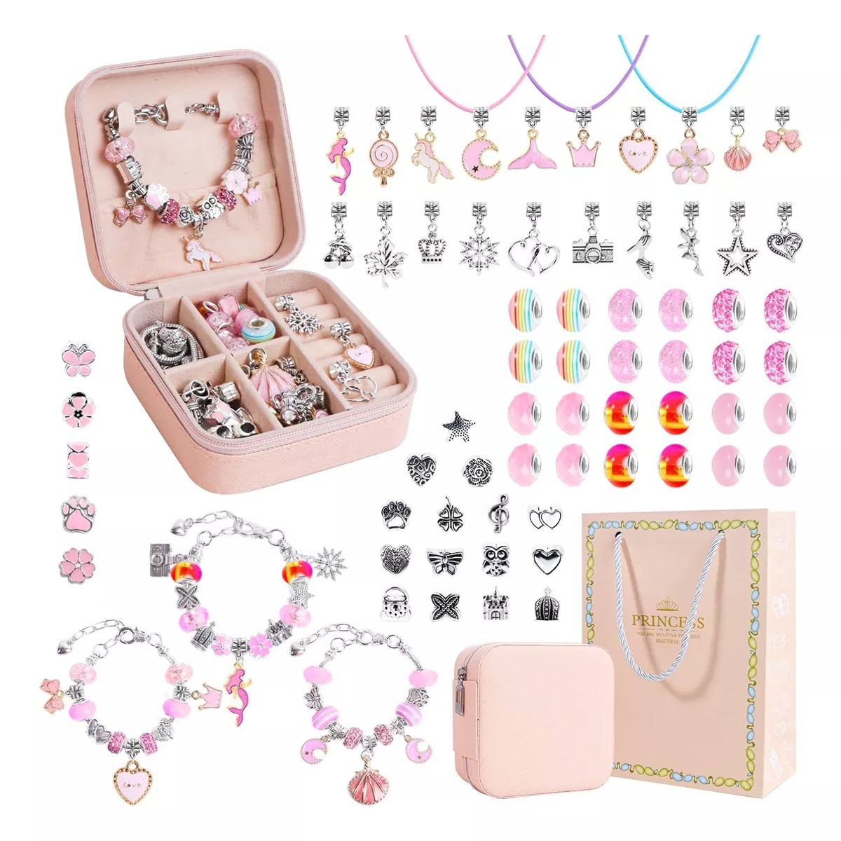 EVERSO - Set 150 Uds Para Hacer Pulseras De Niñas Rosa