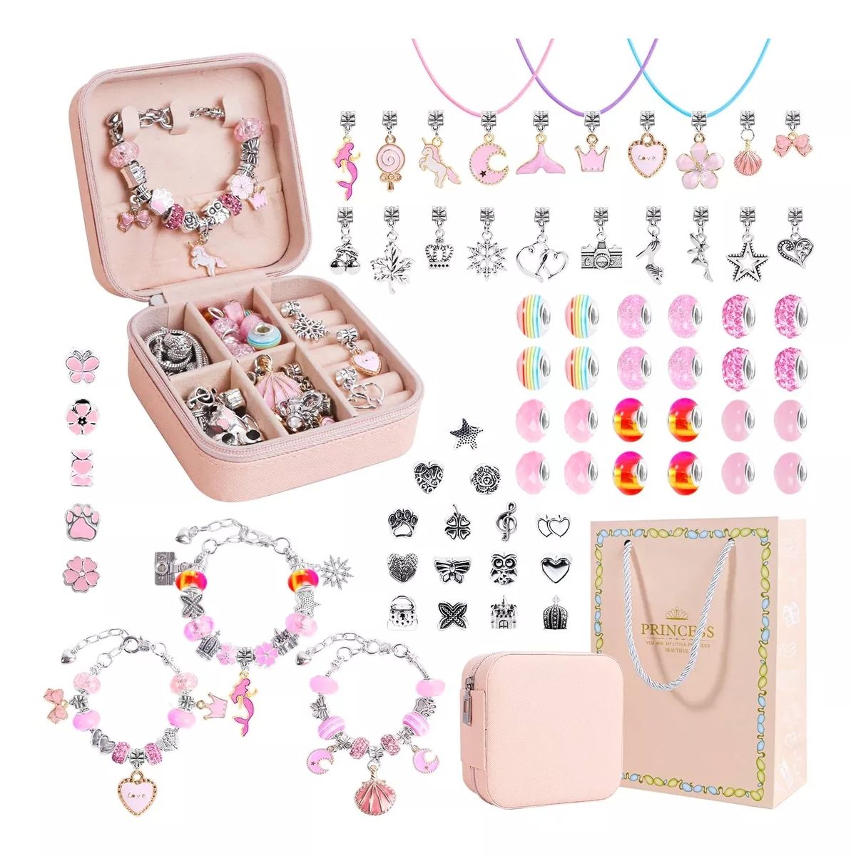 EVERSO - Set 150 Uds Para Hacer Pulseras De Niñas Rosa