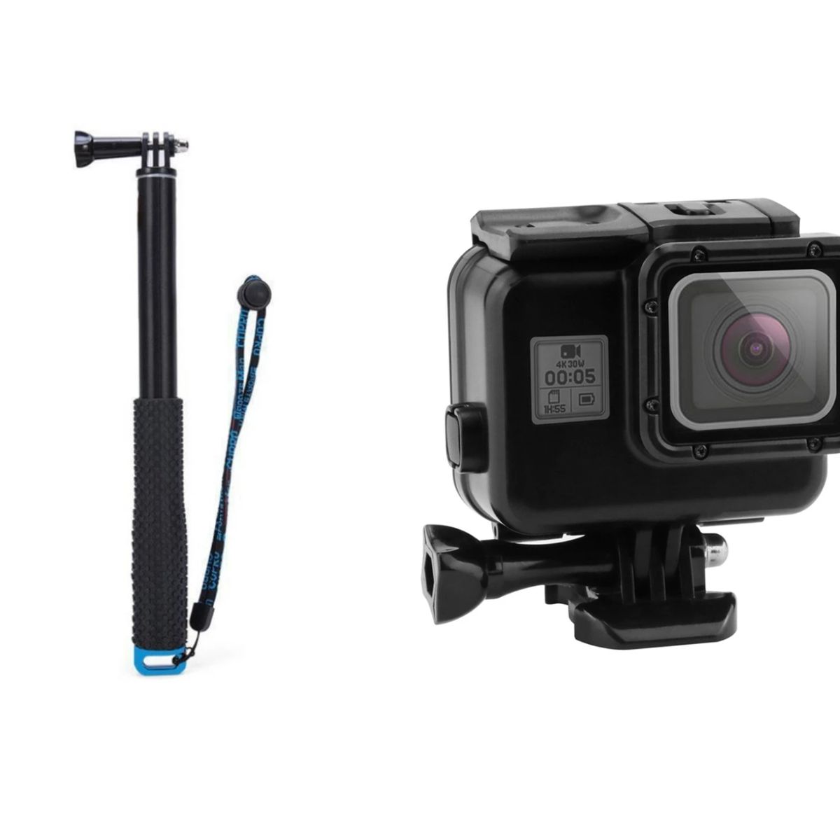 GENERICO - KIT MONOPODO + CARCASA TOUCH PARA GOPRO 5 6 7 BLACK