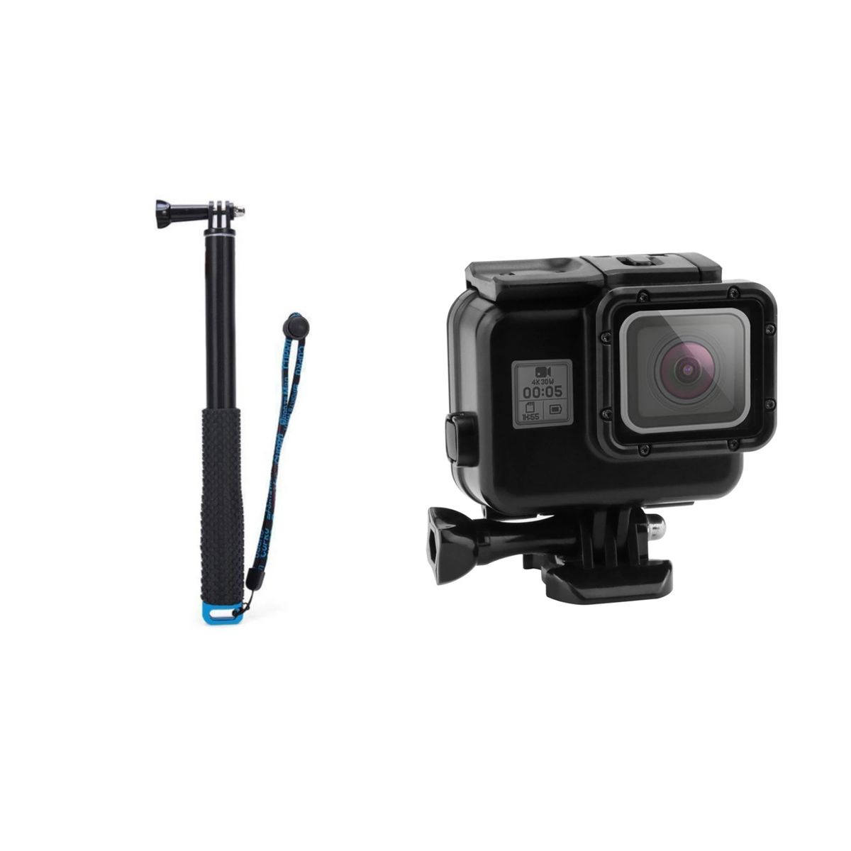 GENERICO - KIT MONOPODO + CARCASA TOUCH PARA GOPRO 5 6 7 BLACK