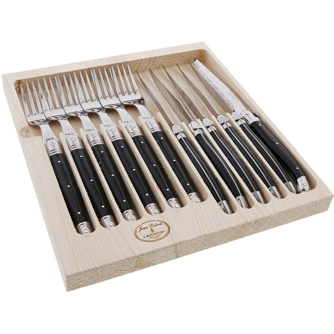 LAGUIOLE - SET 12 PIEZAS NEGRO (6 tenedores + 6 cuchillos)