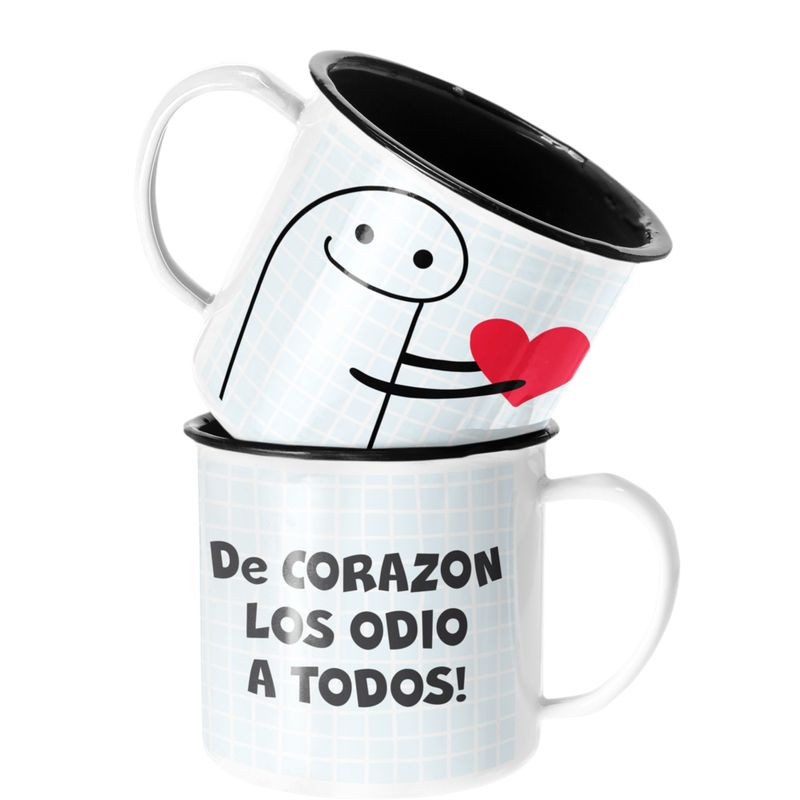 SM - Taza Enlozada Lechera De corazon los odios a todos Regalo - Blanco