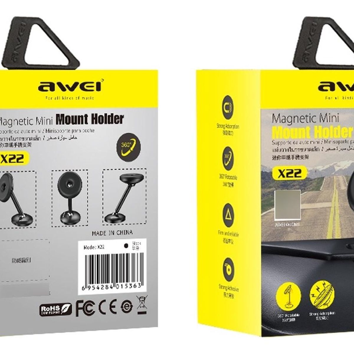 AWEI - SOPORTE AUTO AWEI X22 TABLERO MAGNETICO NEGRO.