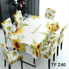 GENERICO - Mantel + 6 Fundas Para Sillas Con Diseños Girasol TF