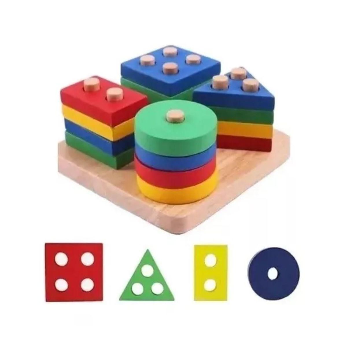 TOLIPA - Figuras Geométricas Encaje Básico 4 figuras  Tolipa Set de 16 unidades