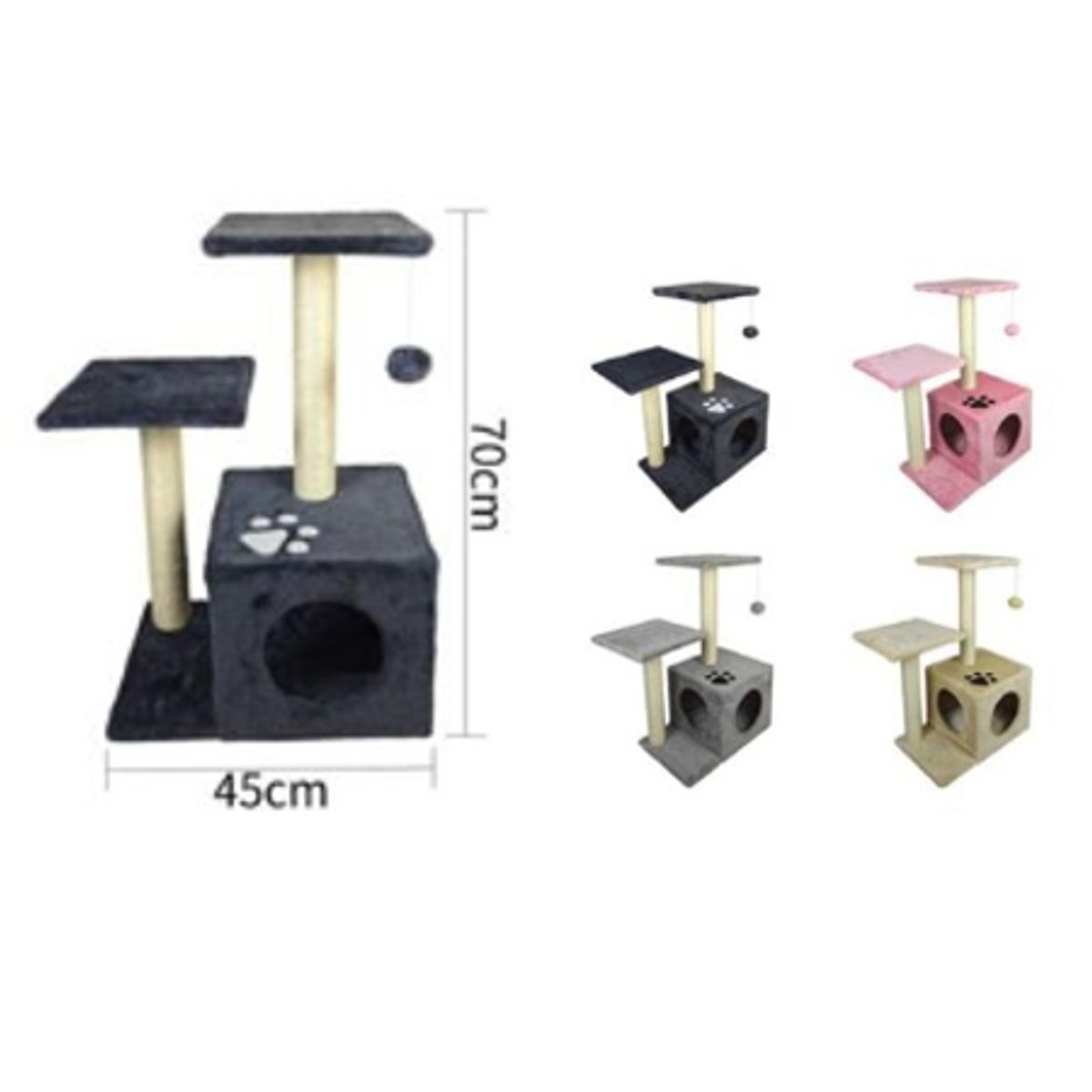 GENERICO - Torre Rascador Para Gato Árbol Juguete 70x45cm Rosa