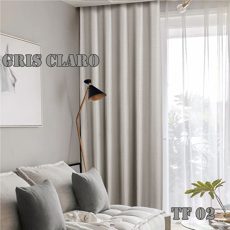 GENERICO - Cortina Blackou Engomada De Color Gris Claro 2 Paños 140X230