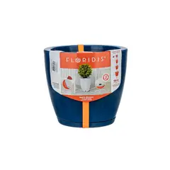 FLORIDIS - MACETERO AZUL EFECTO MARMOL AMSTERDAM 28CM ALTO CON PLATO