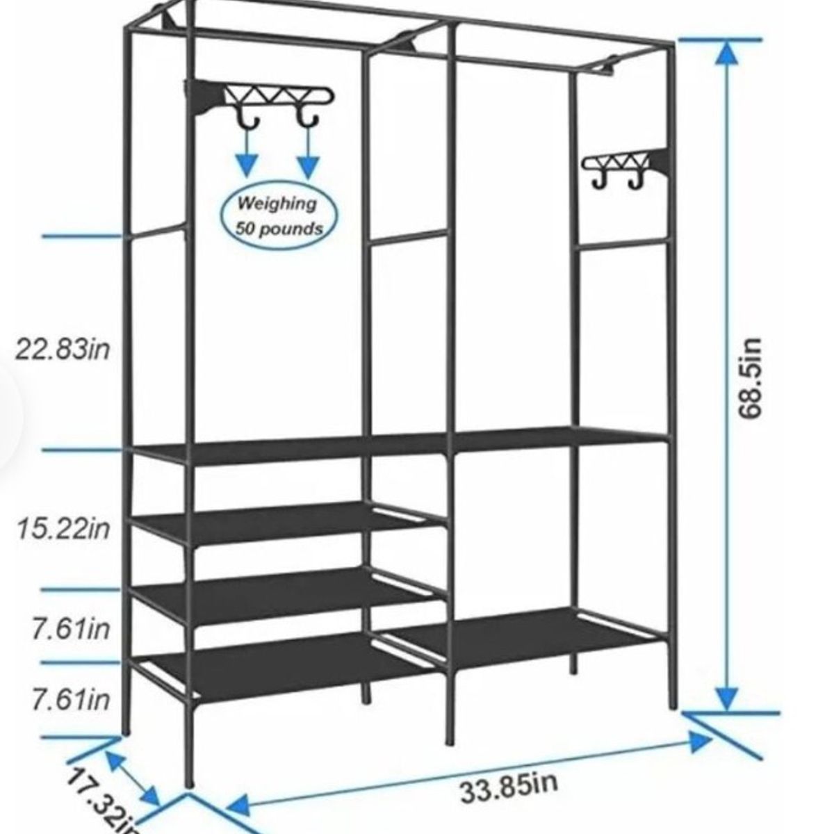 GENERICO - Perchero De Doble Hilera YH6602 Negro