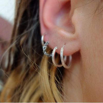 Imagen 2 del producto Aros Unisex Argolla Plana 14 mm plata