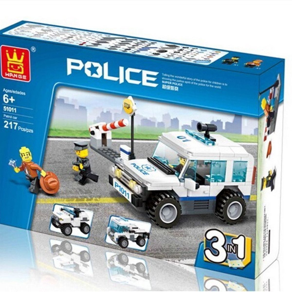 GENERICO - Patrulla Policial Wange Bloques Armables 3 en 1