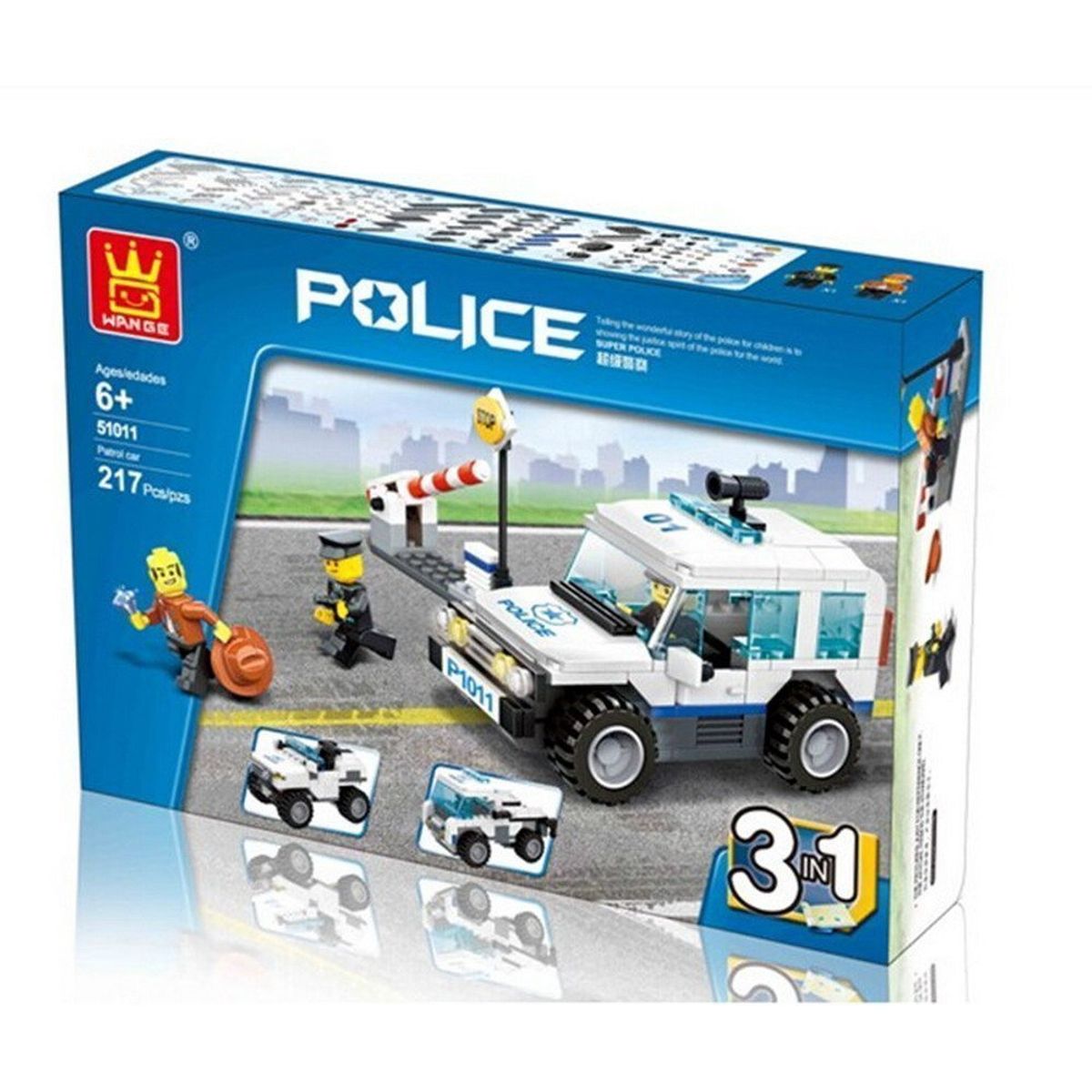 GENERICO - Patrulla Policial Wange Bloques Armables 3 en 1