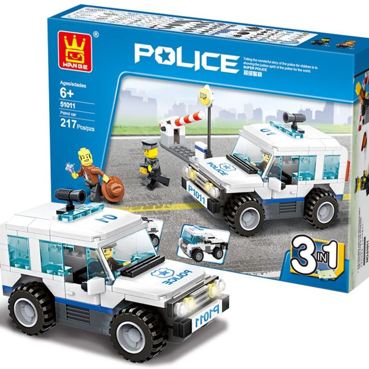 GENERICO - Patrulla Policial Wange Bloques Armables 3 en 1