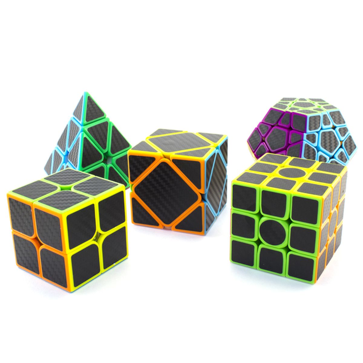 CUBE - Set 5 Cubos Rubik Cobra Fibra de Carbono Velocidad
