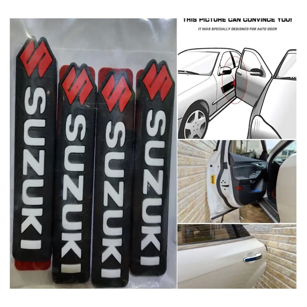GENERICO - Tope Protector de puertas para vehículos 4 piezas SUZUKI
