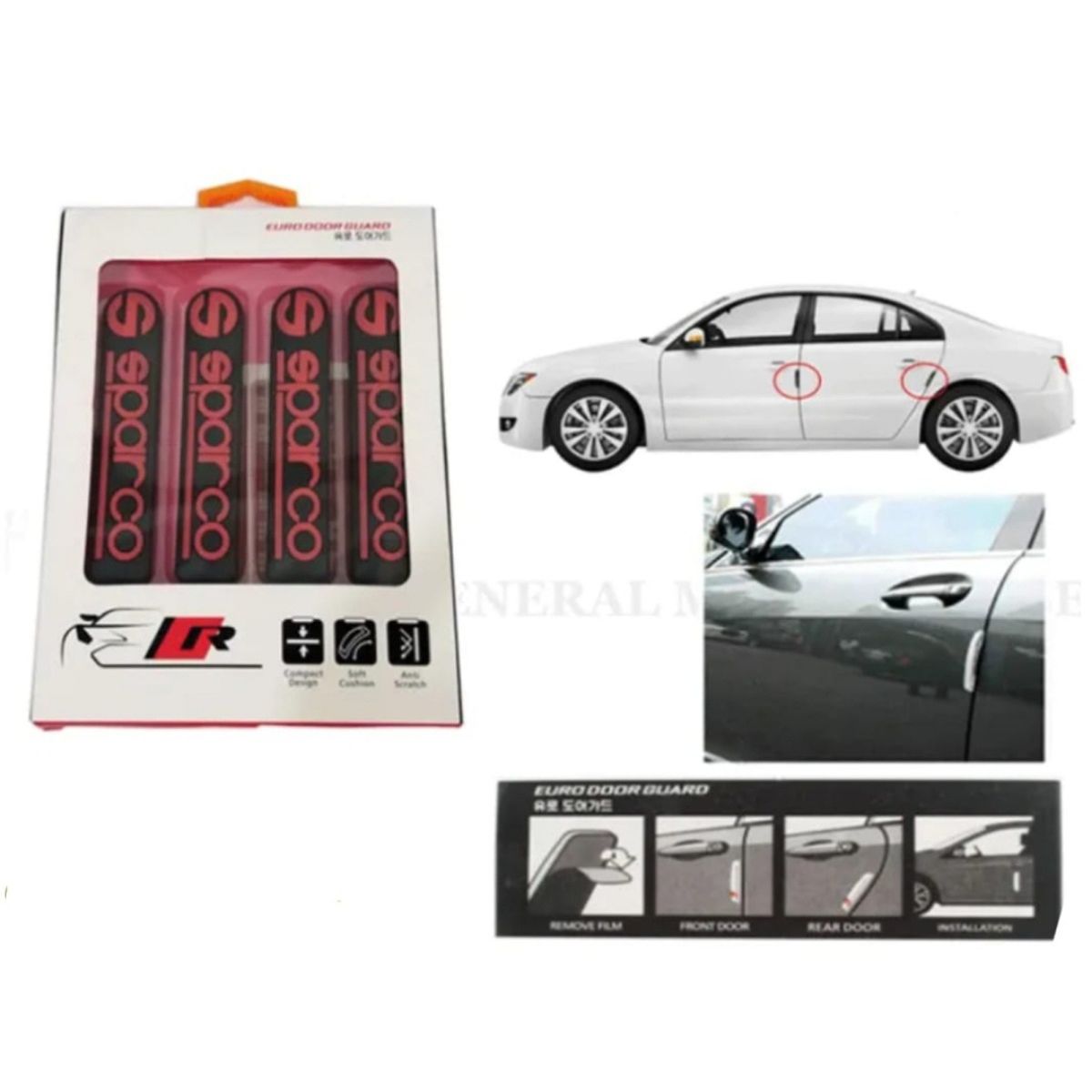 GENERICO - Tope Protector de puertas para vehículos 4 piezas SPARCO