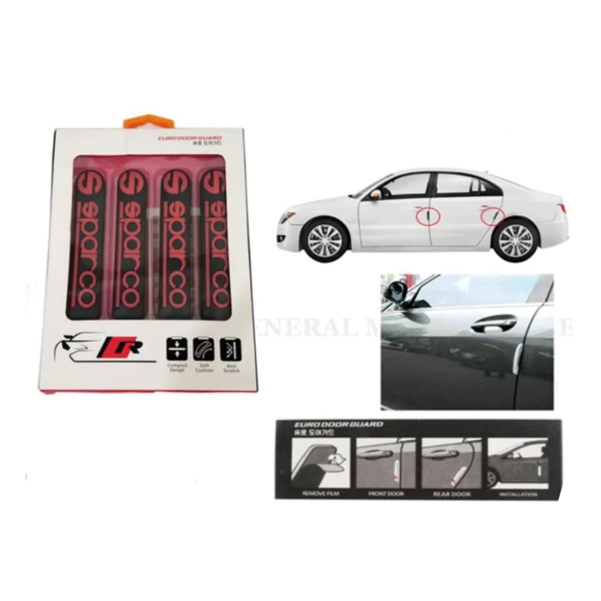 GENERICO - Tope Protector de puertas para vehículos 4 piezas SPARCO