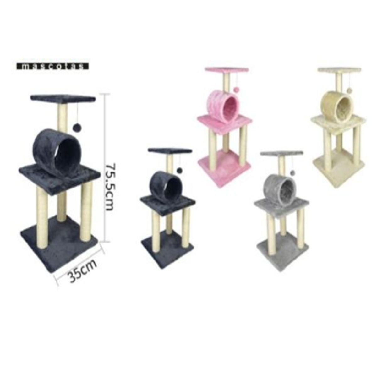 GENERICO - Torre Rascador Para Gato Árbol Juguete 75x35cm Rosa