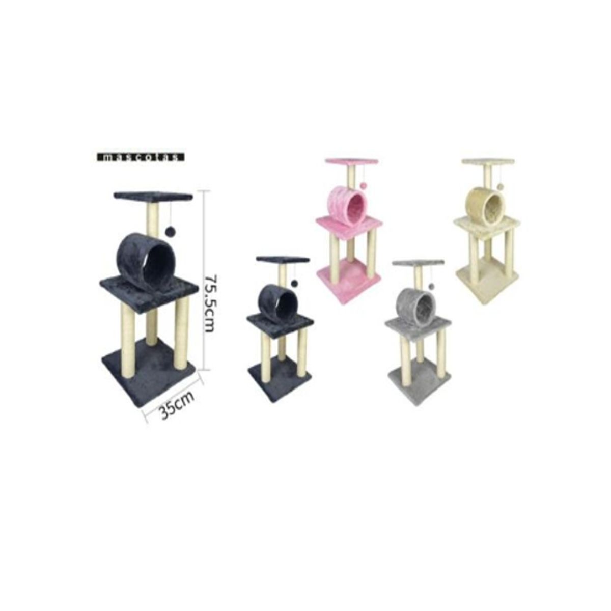 GENERICO - Torre Rascador Para Gato Árbol Juguete 75x35cm Rosa