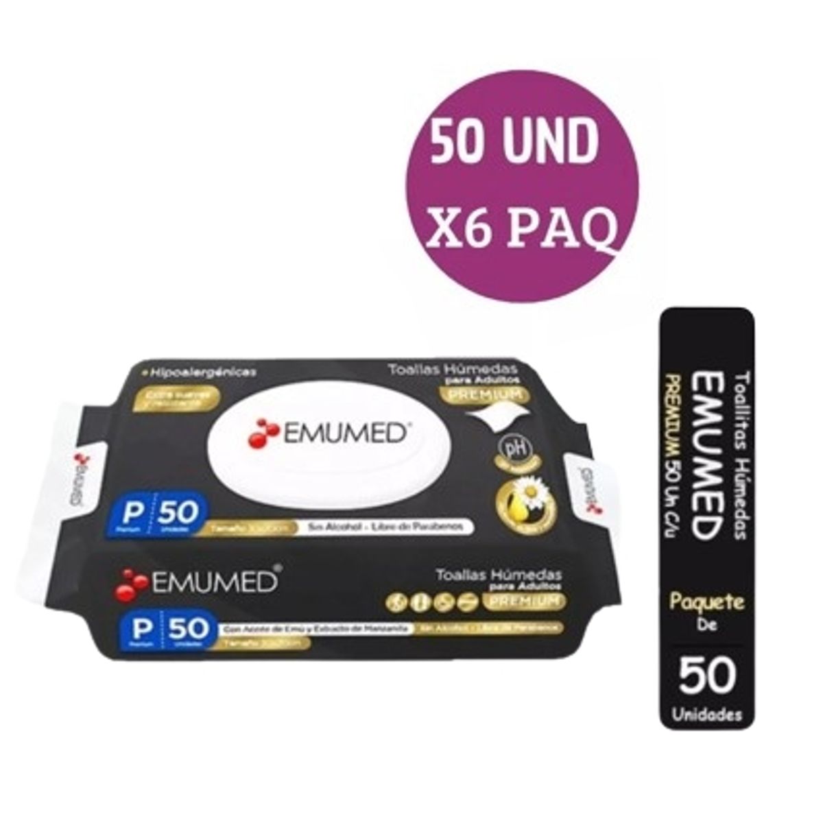 GENERICO - Toallas Humedas De Adulto Emumed 50und X6
