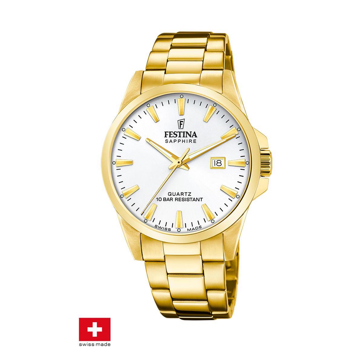 FESTINA SWISS - Reloj F20044/2 Festina Swiss Plateado Hombre Acero Clásico