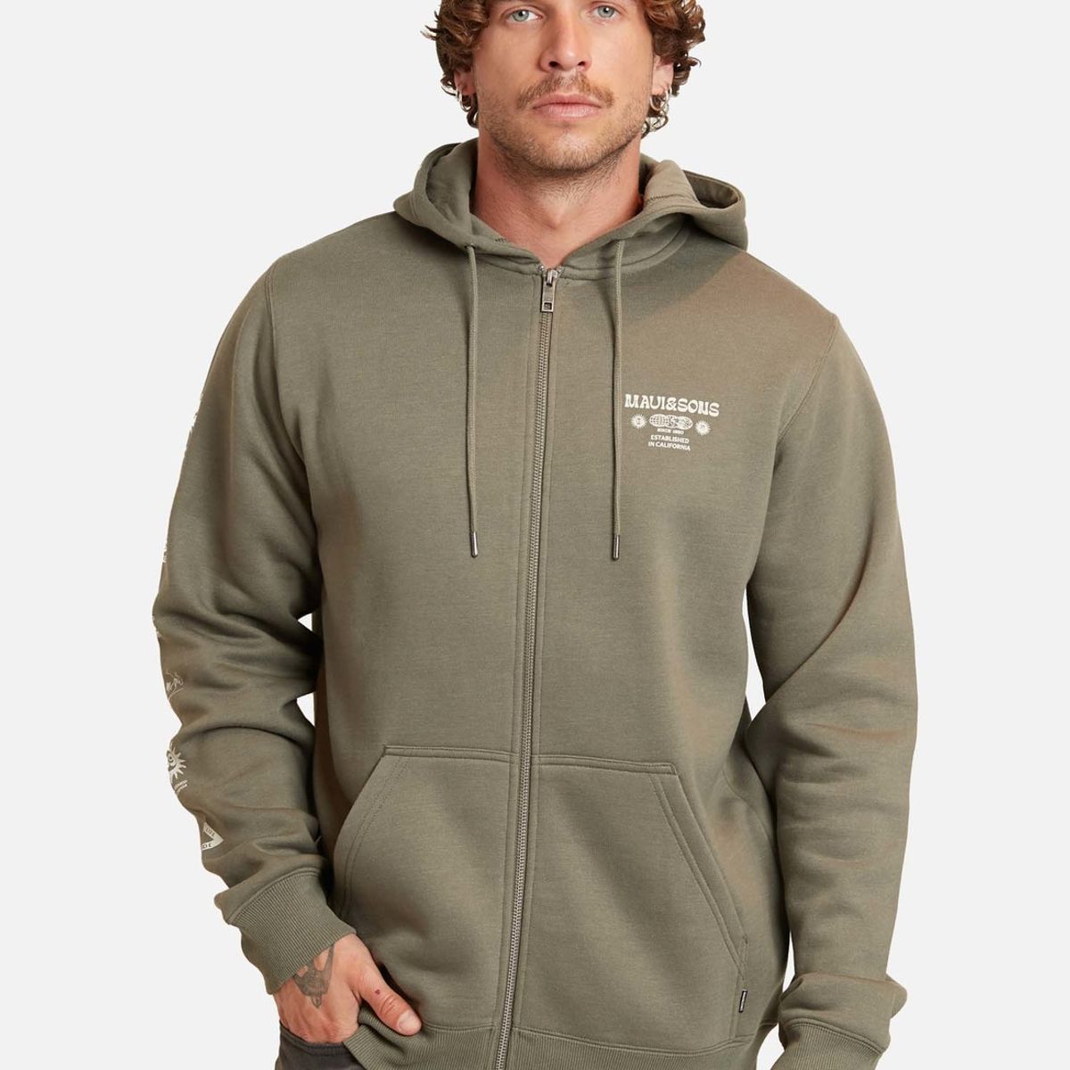 MAUI AND SONS - Poleron Nature Surf Verde Hombre Maui And Sons