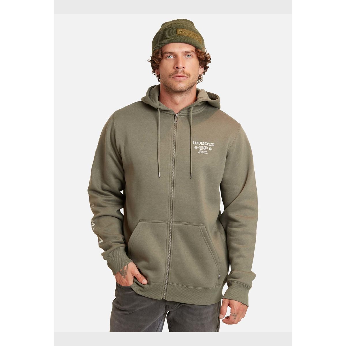 MAUI AND SONS - Poleron Nature Surf Verde Hombre Maui And Sons