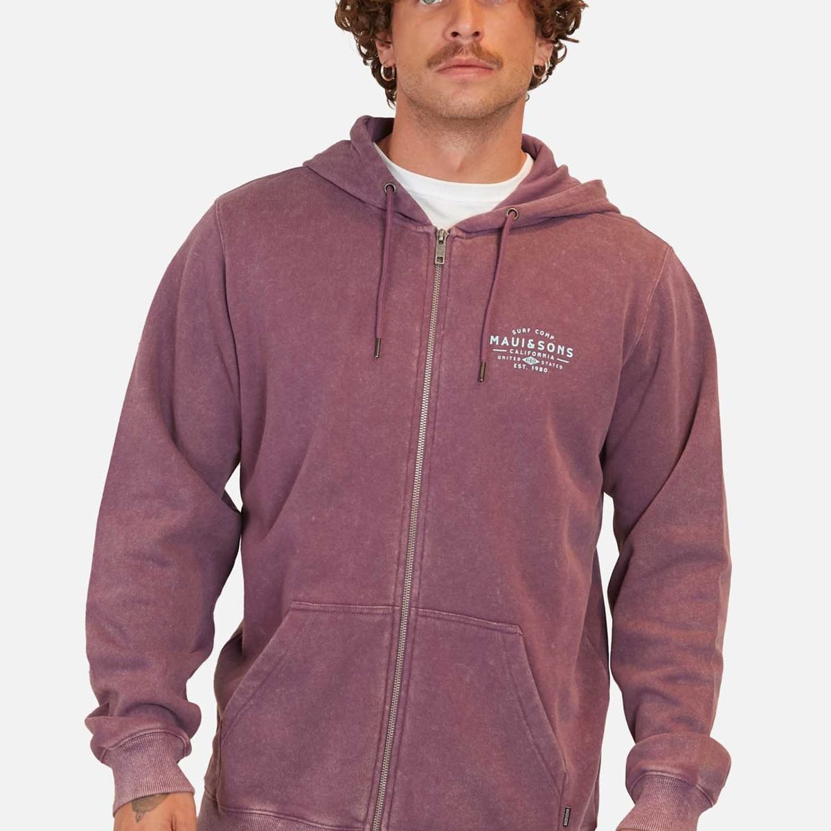 MAUI AND SONS - Poleron United State Surd Burdeo Hombre Maui And Sons