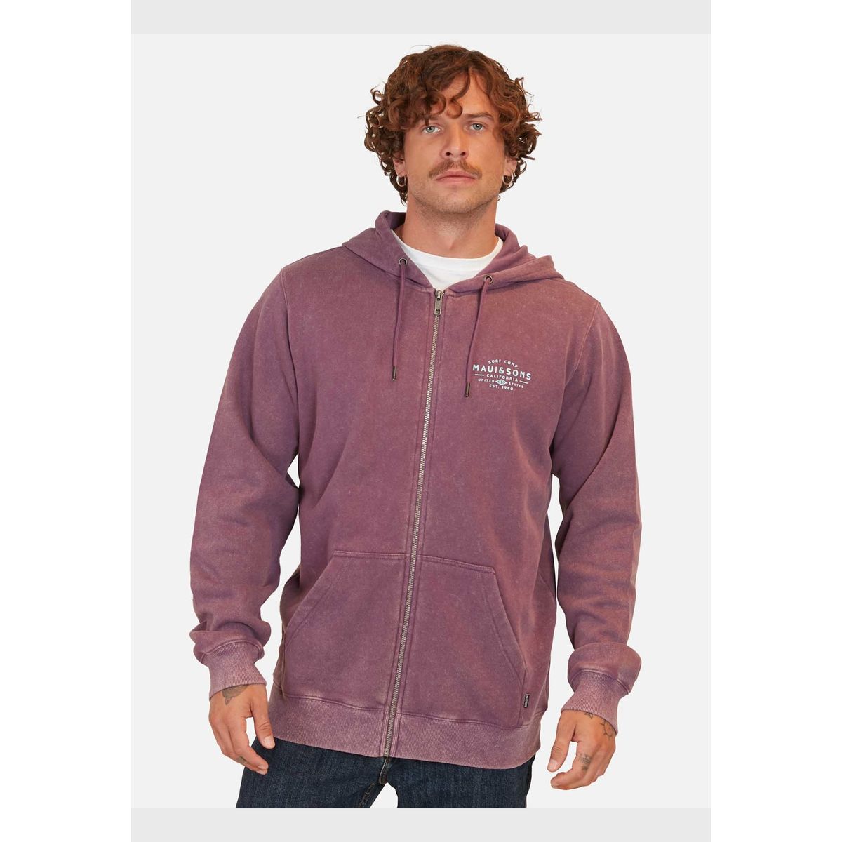 MAUI AND SONS - Poleron United State Surd Burdeo Hombre Maui And Sons