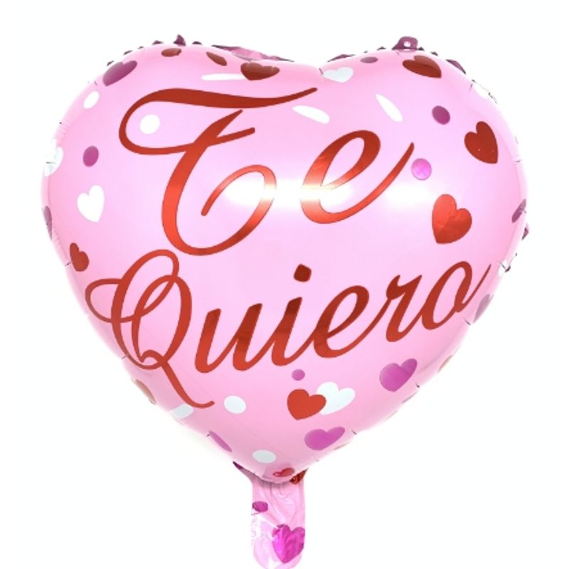 GENERICO - Globo Metalizado Forma Corazon Dedicatoria Te Quiero Pink X1