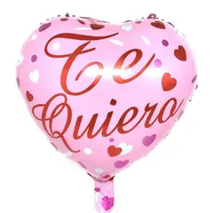 GENERICO - Globo Metalizado Forma Corazon Dedicatoria Te Quiero Pink X1