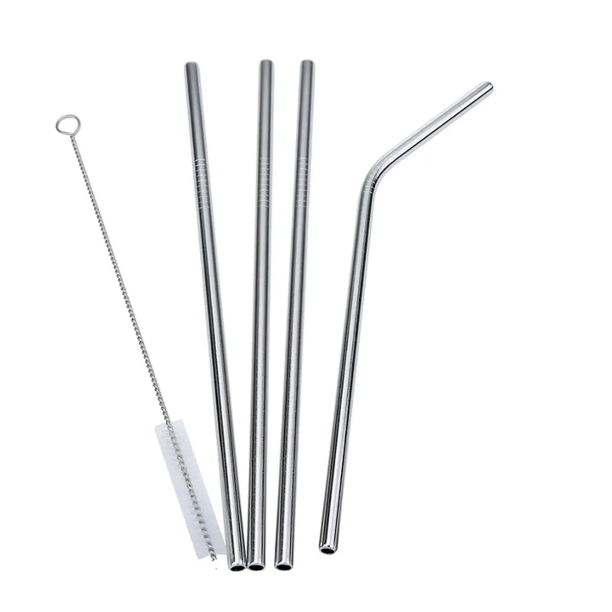 GENERICO - Set Bombillas De Acero Inoxidable 4 Unidades + 1 Cepillo de Limpieza