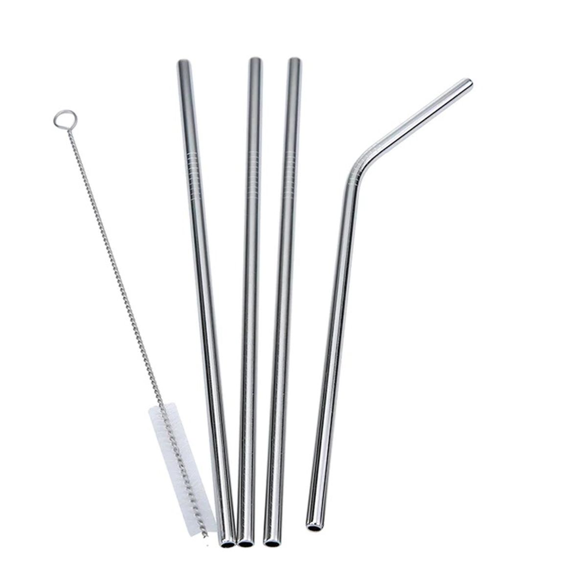 GENERICO - Set Bombillas De Acero Inoxidable 4 Unidades + 1 Cepillo de Limpieza