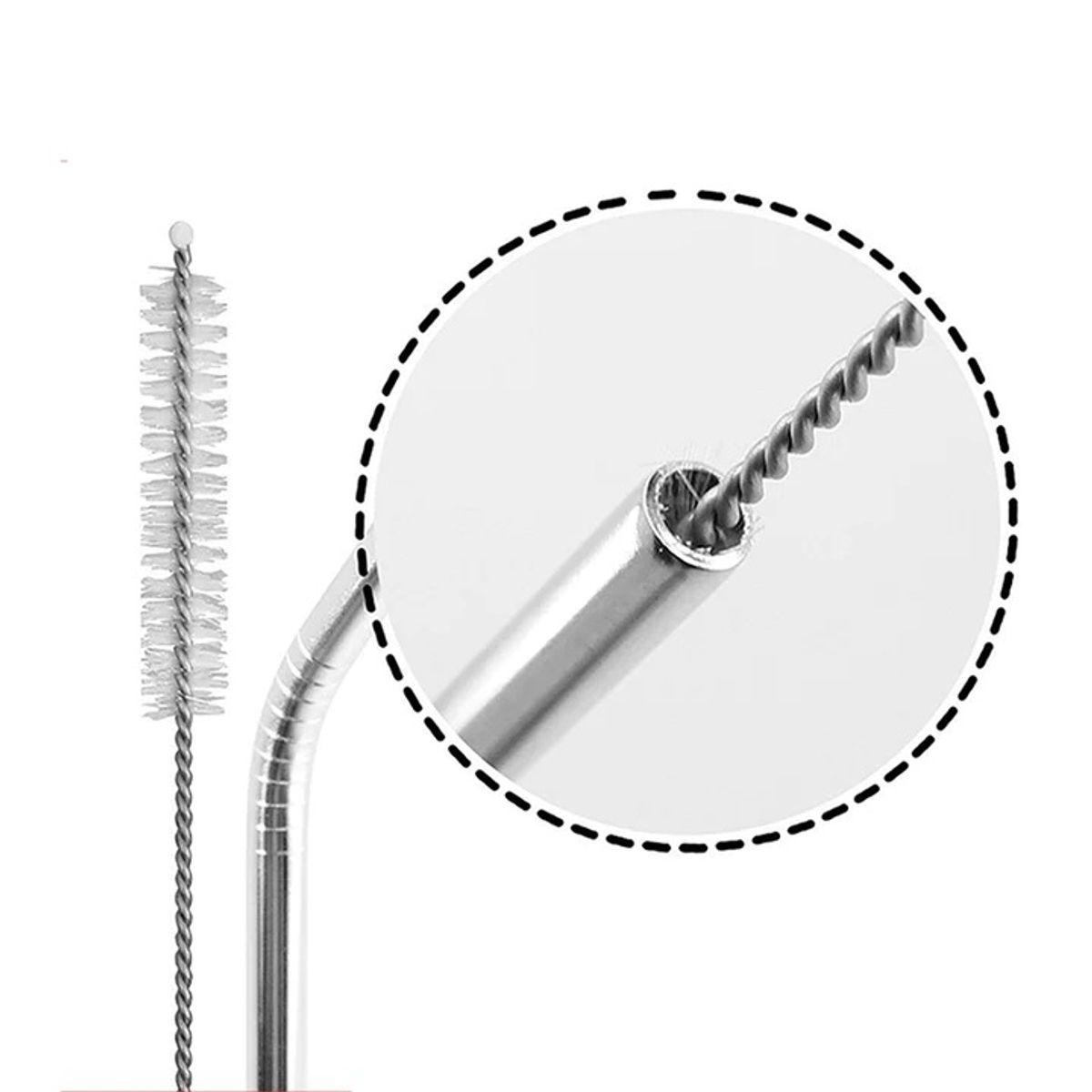 GENERICO - Set Bombillas De Acero Inoxidable 4 Unidades + 1 Cepillo de Limpieza