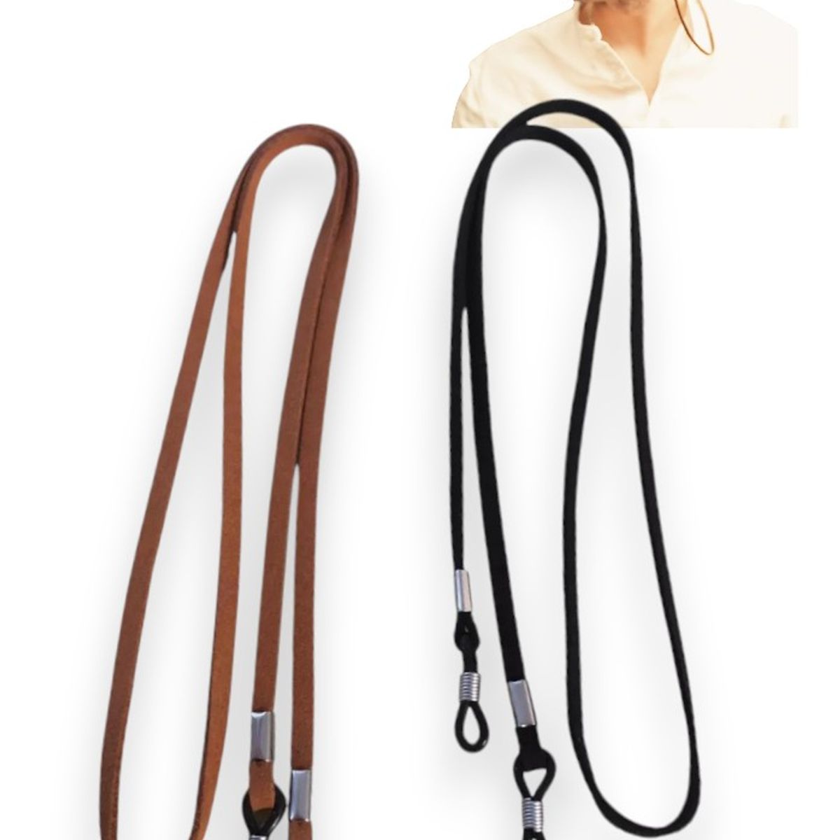 GENERICO - Sujetador Strap Correa Para Lentes Cuero Set 2 Piezas