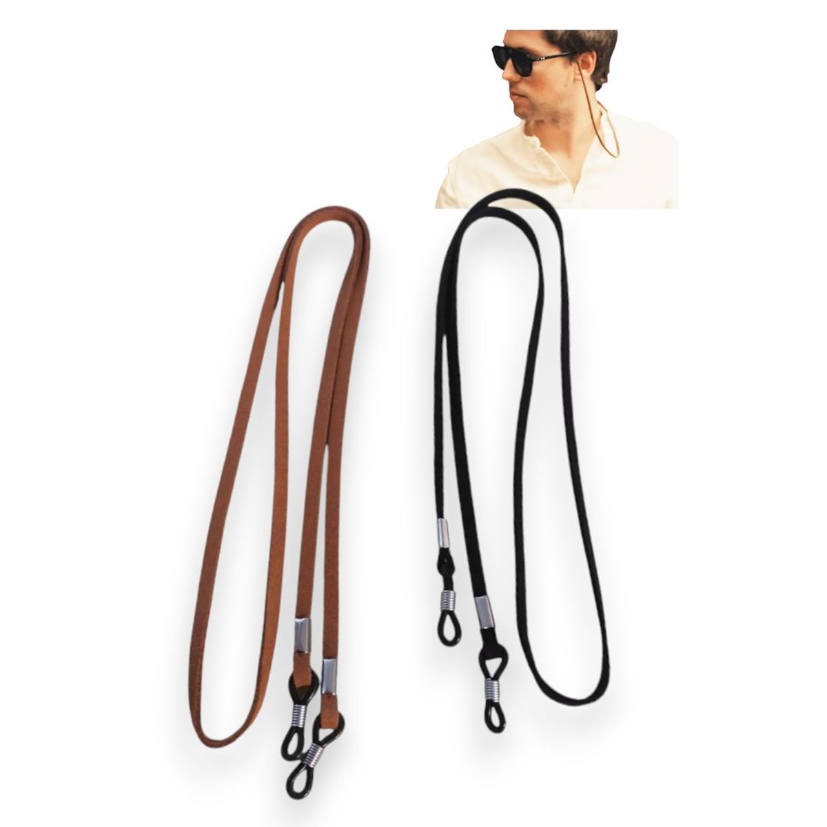 GENERICO - Sujetador Strap Correa Para Lentes Cuero Set 2 Piezas