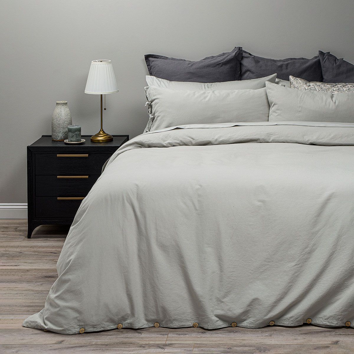 ROSEN - Funda Plumón Lino-Algodón Pure Liso Verde Salvia Super King