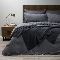 Funda Plumón Lino-Algodón Pure Liso Grafito 2 Plazas