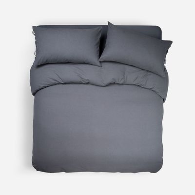 Imagen 2 del producto Funda Plumón Lino-Algodón Pure Liso Grafito 2 Plazas