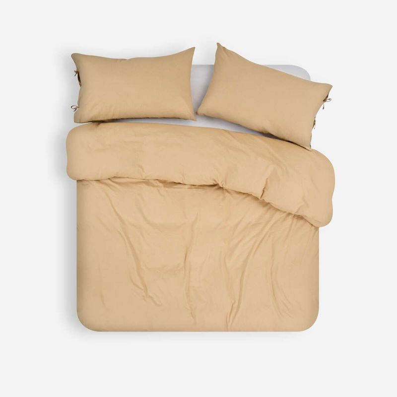 ROSEN - Funda Plumón Lino-Algodón Pure Liso Camel 2 Plazas