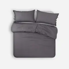 ROSEN - Funda Plumón Lino-Algodón Pure Liso 1 Plaza Grafito