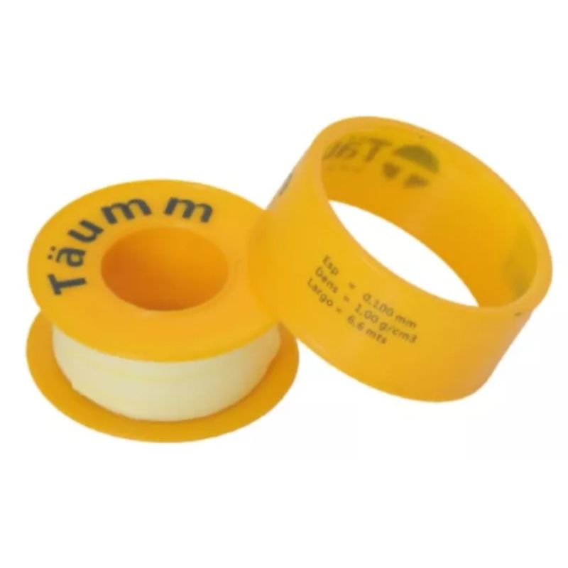 TAUMM - Pack 10 Unidades Teflón 1/2 6.6mt Amarillo Gas