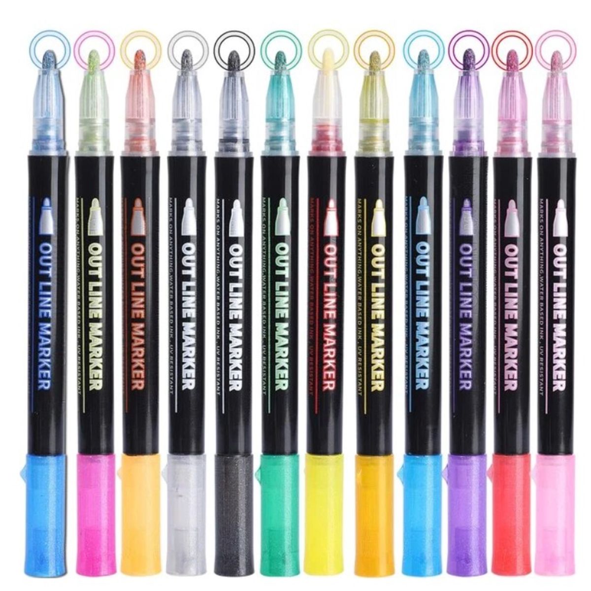 GENERICO - Pack 24 Rotuladores de Colores Contorno Doble Linea