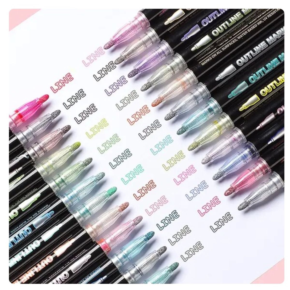 GENERICO - Pack 24 Rotuladores de Colores Contorno Doble Linea