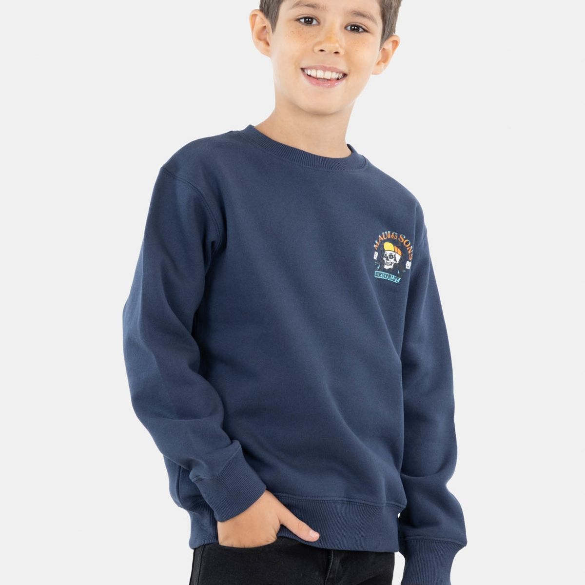 MAUI AND SONS - Poleron Shark Man Surf Azul Marino Niño Maui And Sons