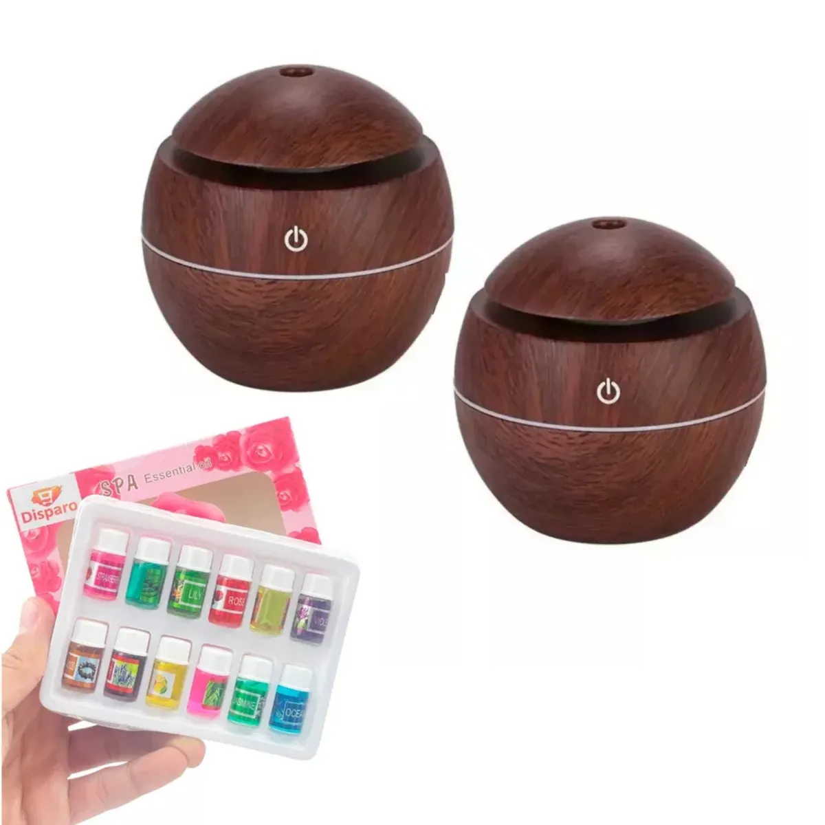 GENERICO - Pack 2 Humidificador Aromatizador Led + 12 Esencias