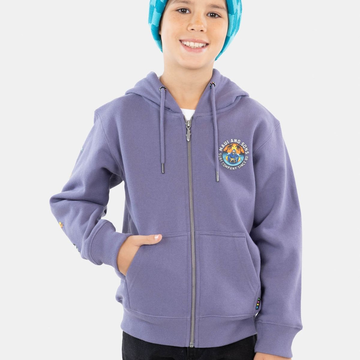 MAUI AND SONS - Poleron Beach Skeleton Morado Niño Maui And Sons