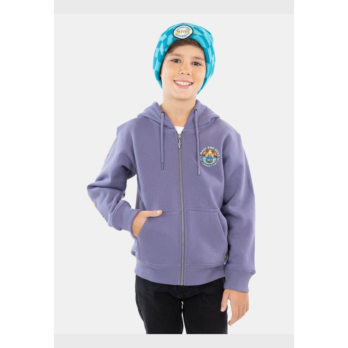 MAUI AND SONS - Poleron Beach Skeleton Morado Niño Maui And Sons