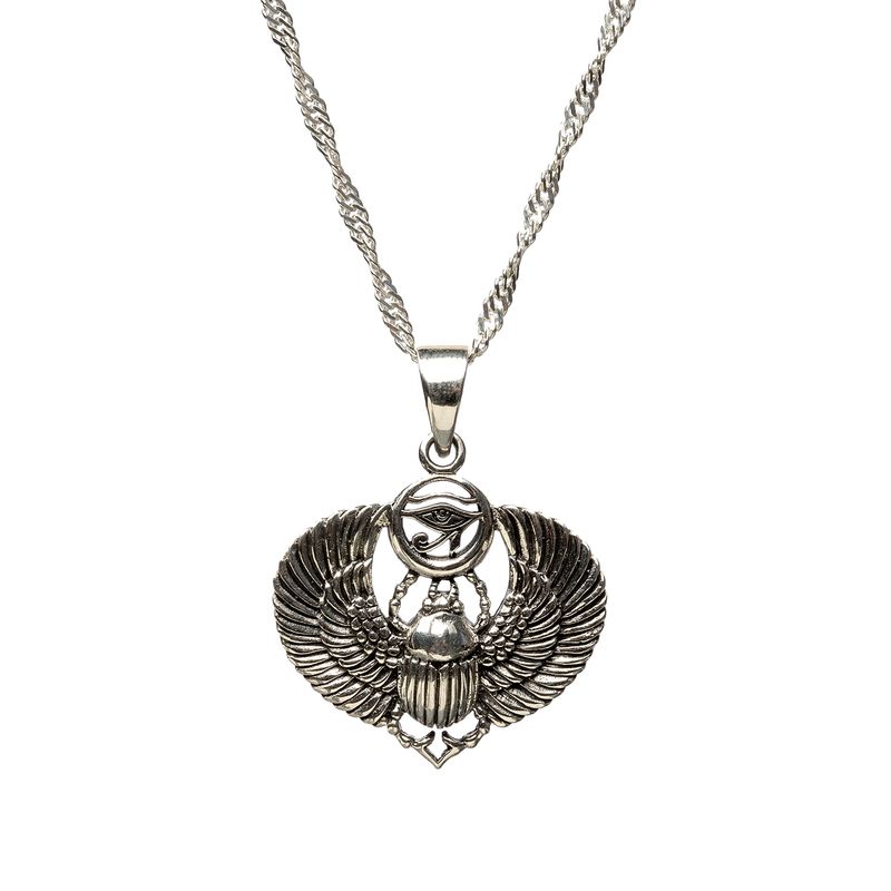 LA GARZA - Collar Hombre Plata Escarabajo Proteccion